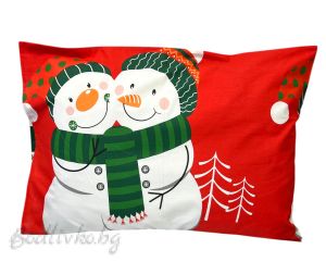 КОЛЕДНА КАЛЪФКА СНЕЖНИ ЧОВЕЦИ, 50/70СМ., 100% ПАМУК/РАНФОРС