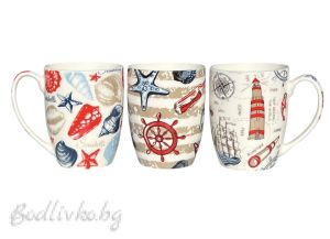 ПОРЦЕЛАНОВА ЧАША С МОРСКИ МОТИВИ - 3 МОДЕЛА 10 СМ.