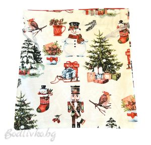 Коледна торбичка за подарък, handmade, с връзки за затваряне, 38х32 см.