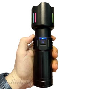 Супер мощен LED фенер с три акумулаторни батерии в луксозна кутия