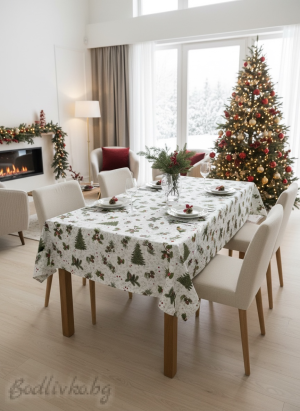 КОЛЕДНА ПОКРИВКА ЗА МАСА, Елхички с клонки