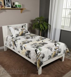Спален комплект за еднично легло, ФОРУМУЛА- 100% натурален памук (Ранфорс), 3 части 