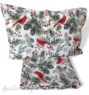 Коледен спален комплект "КОЛЕДНИ  ПТИЧКИ В ГОРАТА", с два плика, 100% ПАМУК/РАНФОРС,  5 ЧАСТИ