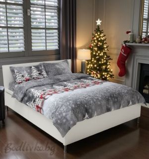 КОЛЕДЕН СПАЛЕН КОМПЛЕКТ "БУХАЛИ", 100% ПАМУЧЕН САТЕН, 4 части 