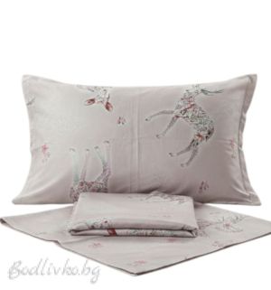  СПАЛЕН КОМПЛЕКТ "ЕЛЕНИ Е РОЗОВО", 100% ПАМУЧЕН САТЕН, 4 части 