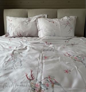  СПАЛЕН КОМПЛЕКТ "ЕЛЕНИ Е РОЗОВО", 100% ПАМУЧЕН САТЕН, 4 части 