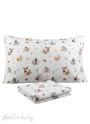 КОМПЛЕКТ ЗА ЕДИНИЧНО ЛЕГЛО ЖИВОТНИ , 100% натурален памук (ПОПЛИН), 3 части