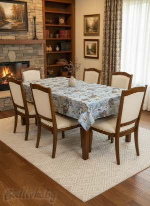 ПОКРИВКА ЗА МАСА ЖАКАРД СИНИ МЕЧКИ НАЛИЧНА В няколко  РАЗМЕРА 