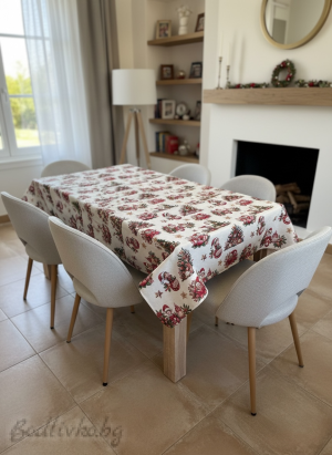 ПОКРИВКА ЗА МАСА ЖАКАРД КОЛЕДНИ ЕЛФИ, НАЛИЧНА В няколко  РАЗМЕРА 