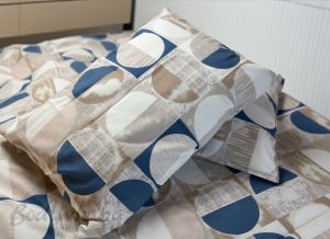 КОМПЛЕКТ ЗА ЕДИНИЧНО ЛЕГЛО СИНИ КРЪГОВЕ , 100% натурален памук (ПОПЛИН), 3 части