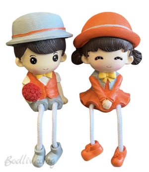 Комплект фигурки, момиче и момче с букет, 17см.