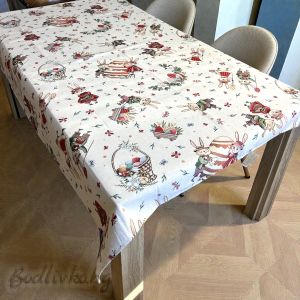 ПОКРИВКА ЗА МАСА ЖАКАРД, ВЕЛИКДЕН, КОШНИЧКА С ЯЙЦА, 140/180 СМ.