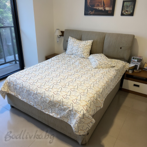 КОМПЛЕКТ ЗА СПАЛНЯ, Големи дизайнерски сърца – 100% натурален памук (Ранфорс), 4 части 