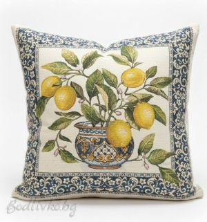 КАЛЪФКА за възглавничка, Ваза с лимони, 45/45см.