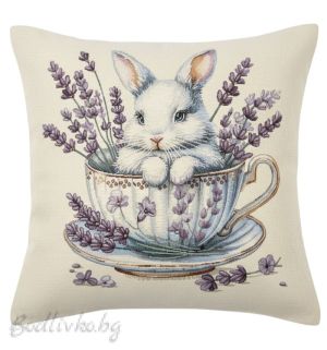 КАЛЪФКА за възглавничка, Бяло зайче , 45/45см.