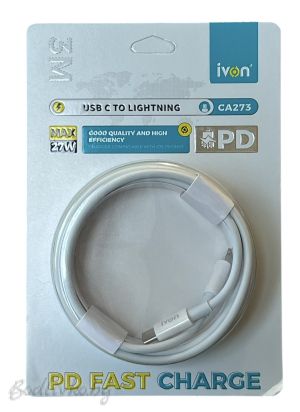 Кабел за зареждане, type C to Iphone, 3 метра, качествен, 27W