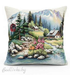 КАЛЪФКА за възглавничка, Пейзаж от планината, 45/45см.