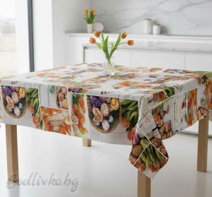 Великденска покривка, Правоъгълни цветни картини, Панама, размер 135/200см..