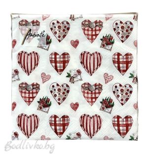 Салфетки, Ambiente, Сърца, 20 броя в опаковка