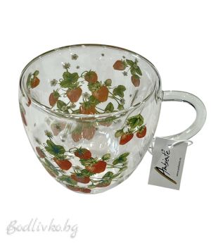 Двустенна стъклена чаша, Ambiente, Ягоди, 200мл.
