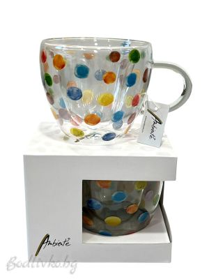 Двустенна стъклена чаша, Ambiente, Точки, 200мл.