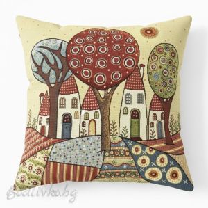 КАЛЪФКА за възглавничка, Сред село, 45/45см.