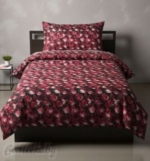 Спален комплект за единично легло,Червени рози , 100% памук/ 5Д, ранфорс, 3 части