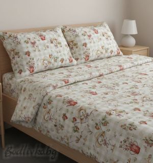 СПАЛЕН КОМПЛЕКТ, ВЕСЕЛИТЕ ГЪСКИ,  100% натурален памук (ПОПЛИН), 4 части