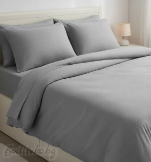 СПАЛЕН КОМПЛЕКТ, Ситни сиви точки,  100% натурален памук (ПОПЛИН), 4 части