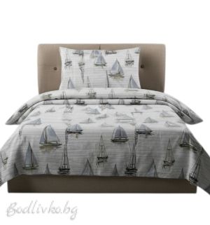 КОМПЛЕКТ ЗА СПАЛНЯ, Кораби – 100% натурален памук (Ранфорс), 4 части 