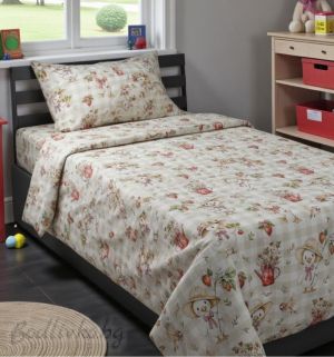 КОМПЛЕКТ ЗА ЕДИНИЧНО ЛЕГЛО ЛИЛАВО- Весели гъски , 100% натурален памук (ПОПЛИН), 3 части