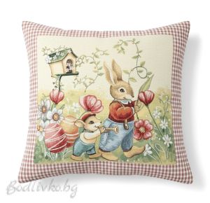 КАЛЪФКА за възглавничка, Великденски зайчета, 45/45см.