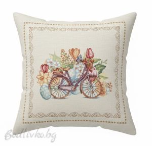 КАЛЪФКА за възглавничка, Колело с цветя, 45/45см.