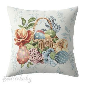 КАЛЪФКА за възглавничка, Кошничка с великденски букет, 45/45см.