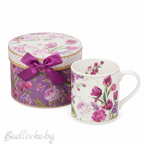 Порцеланова чаша за кафе или чай в луксозна кутия, Лалета