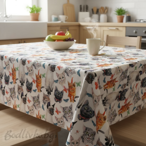 ПОКРИВКА ЗА МАСА, Котки 5D, ХИДРОФОБИРАНА