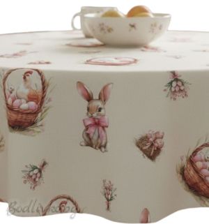 ПОКРИВКА ЗА МАСА, Великден Зайче в кошница, ХИДРОФОБИРАНА
