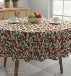 ПОКРИВКА ЗА МАСА Черешки, 60% памук/40% полиествер, материя Лонета