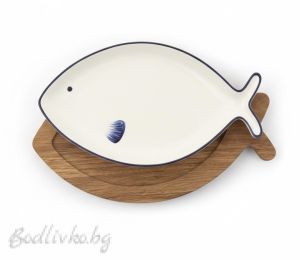 ПОРЦЕЛАНОВА ЧИНИЯ НА DANNY HOME С ФОРМАТА НА РИБА 26х15 СМ.