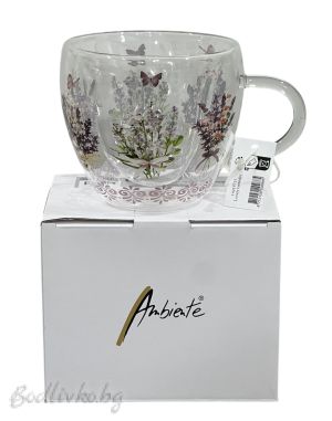Двустенна стъклена чаша, Ambiente, Лавандула, 200мл.