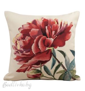 КАЛЪФКА за възглавничка, Червен божур, 45/45см.