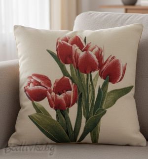 КАЛЪФКА за възглавничка, Червени лалета, 45/45см.