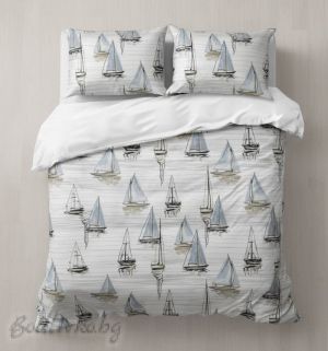 КОМПЛЕКТ ЗА СПАЛНЯ, Кораби – 100% натурален памук (Ранфорс), 4 части 