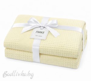 ПОКРИВКА ЗА ЛЕГЛО/ ОДЕЯЛО– ПИКЕ- Жълто,  100%  памук