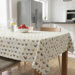 ПОКРИВКА ЗА МАСА ЖАКАРД, Кокошки-  НАЛИЧНА В няколко РАЗМЕРА