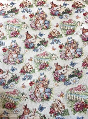 ПОКРИВКА ЗА МАСА ЖАКАРД, Зайчета-  НАЛИЧНА В няколко РАЗМЕРА