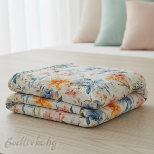 ПОКРИВКА ЗА ЛЕГЛО/ ОДЕЯЛО– ПИКЕ-Цветя, 100%  памук