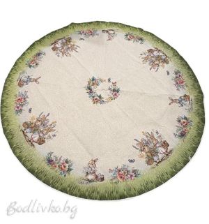 ПОКРИВКА ЗА МАСА ЖАКАРД, ЗАЙЧЕТА НА РАЗХОДКА, Ф140СМ. 