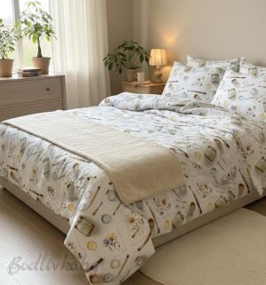 СПАЛЕН КОМПЛЕКТ, ГРИМ, 100% памук/ 5Д, ранфорс, 4 части