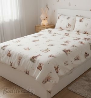 КОМПЛЕКТ ЗА ЕДИНИЧНО ЛЕГЛО, СЪРНИЧКИ, 100% натурален памук (ПОПЛИН), 3 части